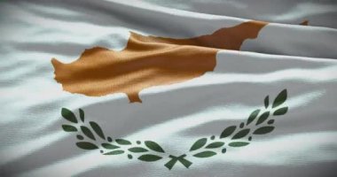 Kıbrıs ulusal bayrağı arka planda sallanıyor. Kopyalama alanı olan düz arkaplan.