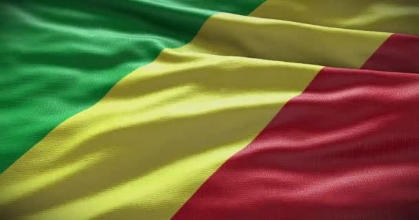 Národní Vlajka Konžské Republiky Mává Pozadím Ploché Pozadí Kopírovacím Prostorem — Stock video