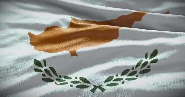 Cypern Nationella Flagga Viftande Bakgrund Platt Bakgrund Med Kopieringsutrymme — Stockvideo