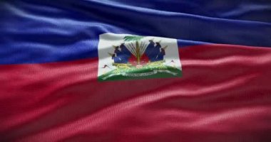 Haiti 'nin ulusal bayrağı arka planda sallanıyor. Kopyalama alanı olan düz arkaplan.