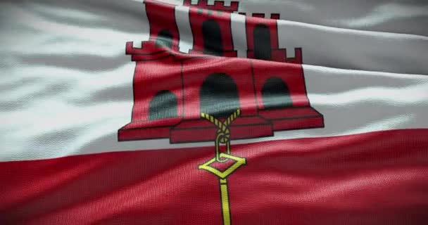 Bandera Nacional Gibraltar Ondeando Fondo Fondo Plano Con Espacio Copia — Vídeo de stock