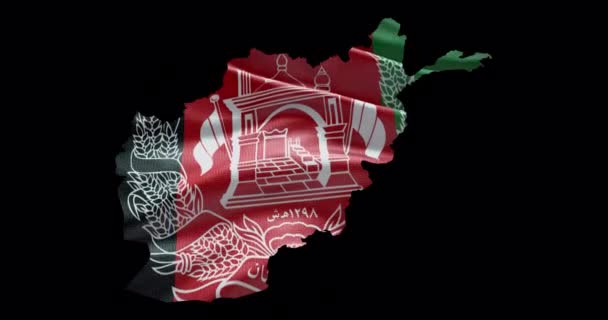 旗の背景を振ってアフガニスタンの地図の形 国のアルファチャンネル概要 — ストック動画