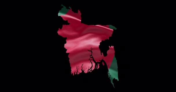 Bangladesh Mapa Forma Com Fundo Acenando Bandeira Esboço Canal Alfa — Vídeo de Stock