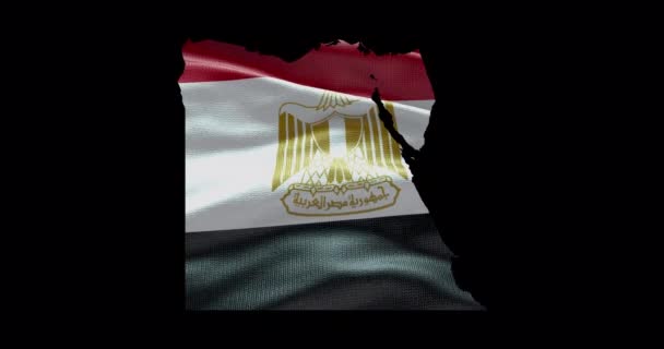 Egito Forma Mapa Com Fundo Acenando Bandeira Esboço Canal Alfa — Vídeo de Stock