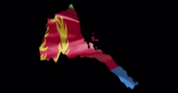 旗の背景を振ってエリトリアマップ形状 国のアルファチャンネル概要 — ストック動画