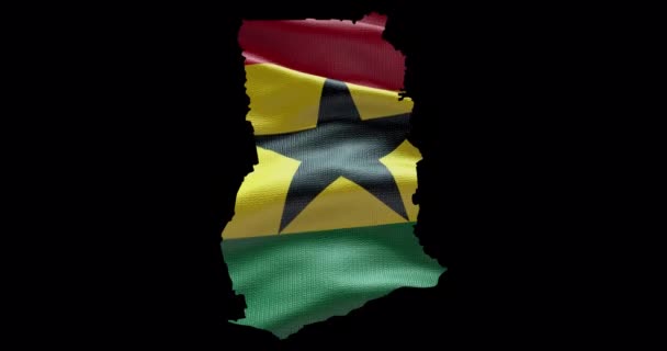 Ghana Forma Mappa Con Sventolando Sfondo Bandiera Profilo Del Canale — Video Stock