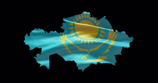 Kazakhstan Forme Carte Avec Fond Drapeau Ondulé Schéma Canal Alpha — Video