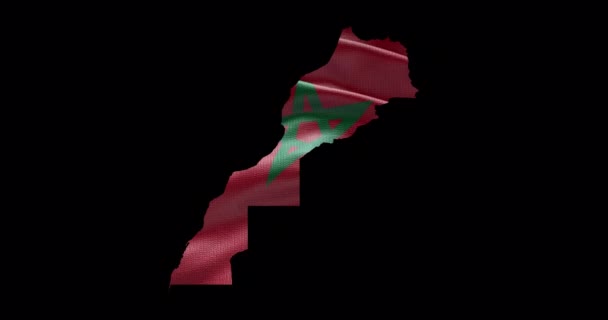 旗の背景を振ってモロッコの地図の形 国のアルファチャンネル概要 — ストック動画