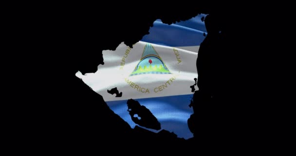 Nikaragua Mapa Tvar Mávání Vlajka Pozadí Alfa Kanál Obrys Země — Stock video