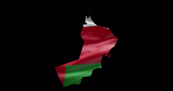 Bentuk Peta Oman Dengan Latar Belakang Bendera Melambai Garis Luar — Stok Video