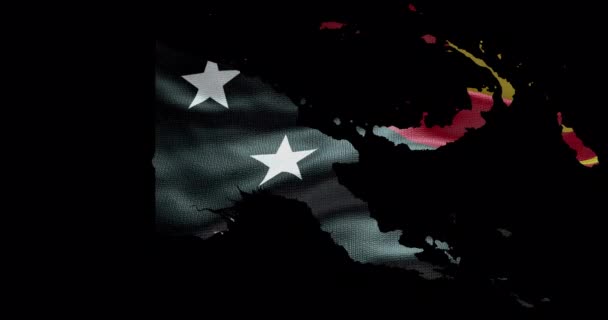 Papua New Guinea Map Shape Waving Flag Background Alpha Channel — Stock Video
