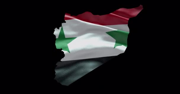 旗の背景を振ってシリア地図の形 国のアルファチャンネル概要 — ストック動画