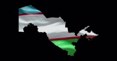 Bayrak sallayan Özbekistan haritası şekli. Ülkenin Alfa Kanalı ana hatları.