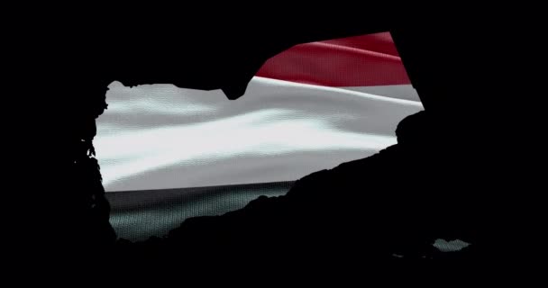 Jemenský Tvar Mapy Vlajkovým Pozadím Alfa Kanál Obrys Země — Stock video