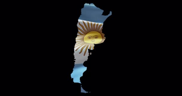 Argentina Karta Form Med Viftande Flagga Bakgrund Alfakanalskiss Över Landet — Stockvideo
