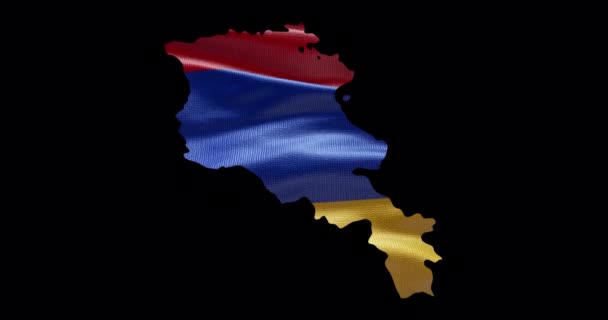 Armenien Landkarte Mit Schwenkendem Flaggenhintergrund Alpha Kanal Umriss Des Landes — Stockvideo