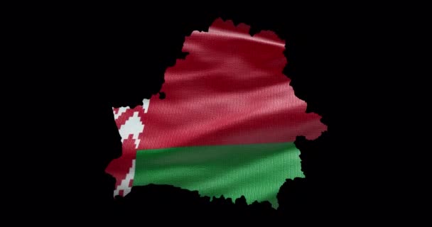 Bielorrusia Mapa Forma Con Ondear Bandera Fondo Esquema Del Canal — Vídeo de stock