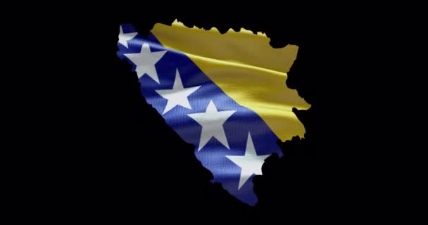 Bosnia Erzegovina Forma Mappa Con Sventolando Sfondo Bandiera Profilo Del — Video Stock