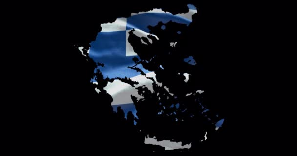 Grécia Forma Mapa Com Fundo Acenando Bandeira Esboço Canal Alfa — Vídeo de Stock