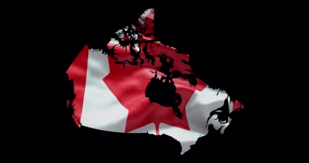 Canadá Mapa Forma Com Fundo Acenando Bandeira Esboço Canal Alfa — Vídeo de Stock