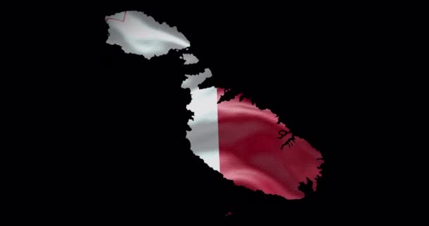旗の背景を振ってマルタ地図の形 国のアルファチャンネル概要 — ストック動画