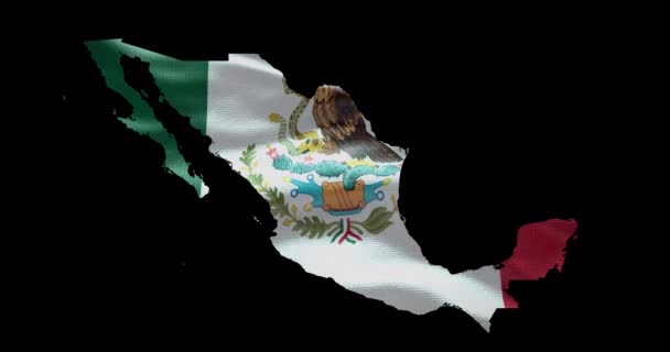 Mexico Kaart Vorm Met Zwaaiende Vlag Achtergrond Alfa Kanaaloverzicht Land — Stockvideo