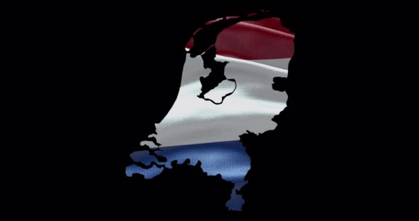 Países Bajos Mapa Forma Con Ondear Bandera Fondo Esquema Del — Vídeo de stock