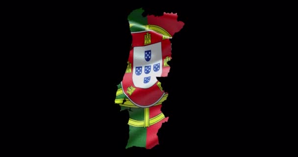 Portugal Mapa Forma Com Fundo Acenando Bandeira Esboço Canal Alfa — Vídeo de Stock