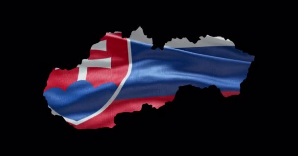 Slovakya Haritası Dalgalanan Bayrak Arkaplanı Ülkenin Alfa Kanalı Ana Hatları — Stok video