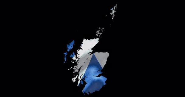 Skoçya Haritası Dalgalı Bayrak Arkaplanı Ülkenin Alfa Kanalı Ana Hatları — Stok video