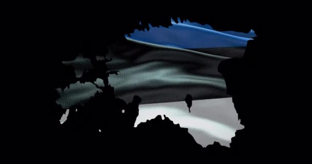 Estlands Kartenform Mit Schwenkendem Flaggenhintergrund Alpha Kanal Umriss Des Landes — Stockvideo