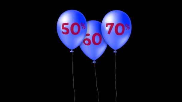 Έκπτωση Πώληση Εικονογράφηση Μπαλόνια Στο Φόντο Του Άλφα Καναλιού Και — Αρχείο Βίντεο