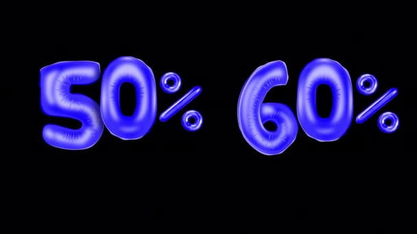 販売またはクリアランスで作られた50 と60 の単語 アルファチャンネル背景の割引映像 — ストック動画