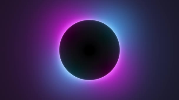 Schwarzer Kreis Kopierraum Mit Neon Hintergrund Lila Und Blaue Farblichter — Stockvideo