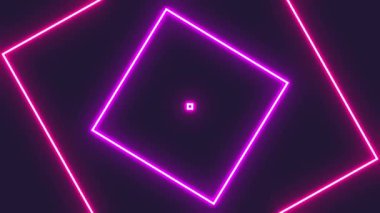 Neon çerçeveli kare animasyon. Mor minimalist tasarım arkaplanı.