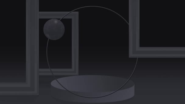 Fondo Negro Oscuro Con Espacio Copia Podio Diseño Geométrico Abstracto — Vídeos de Stock