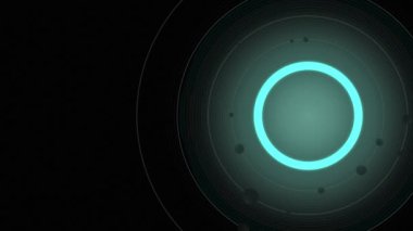 Mavi neon şekilli soyut arkaplan. Kopyalama alanı olan siyah küre arkaplanı.