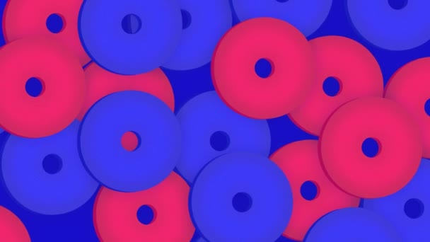 红色和蓝色甜甜圈动画图形背景 — 图库视频影像