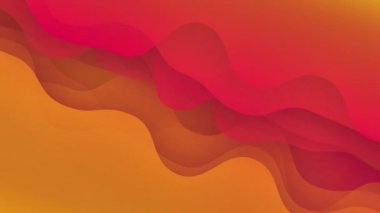 Dalgalı soyut eğimli arkaplan. Turuncu ve kırmızı gradyan arkaplan, dalga animasyonu.