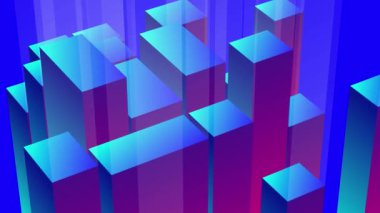 Soyut geometrik mavi ve mor arkaplan. 3 Boyutlu Canlandırma.