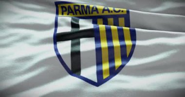 Barselona, İspanya - 17 Eylül 2022: AC Parma futbol kulübü, futbol takımı logosu. Döngü animasyonu, İllüstrasyon Editörü.