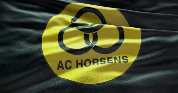 西班牙巴塞罗那 2022年9月17日 Horsens足球俱乐部 足球队标志 循环动画 说明性编辑 — 图库视频影像
