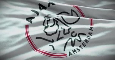 Barselona, İspanya - 17 Eylül 2022: Ajax futbol kulübü, futbol takımı logosu. Döngü animasyonu, İllüstrasyon Editörü.