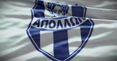 Barselona, İspanya - 17 Eylül 2022: Apollon Atina futbol kulübü, futbol takımı logosu. Döngü animasyonu, İllüstrasyon Editörü.