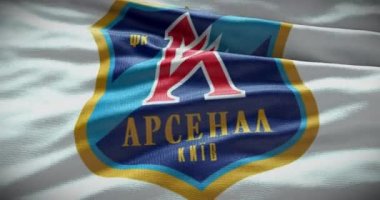 Barselona, İspanya - 17 Eylül 2022: Arsenal Kiev futbol kulübü, futbol takımı logosu. Döngü animasyonu, İllüstrasyon Editörü.