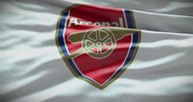 Barcelona, İspanya - 17 Eylül 2022: Arsenal FC futbol kulübü, futbol takımı logosu. Döngü animasyonu, İllüstrasyon Editörü.