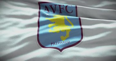 Barselona, İspanya - 17 Eylül 2022: Aston Villa futbol kulübü, futbol takımı logosu. Döngü animasyonu, İllüstrasyon Editörü.