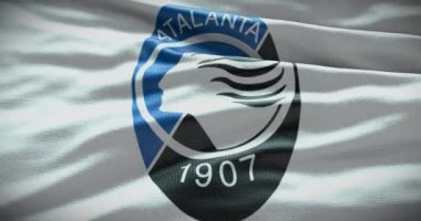 Barselona, İspanya - 17 Eylül 2022: Atalanta futbol kulübü, futbol takımı logosu. Döngü animasyonu, İllüstrasyon Editörü.
