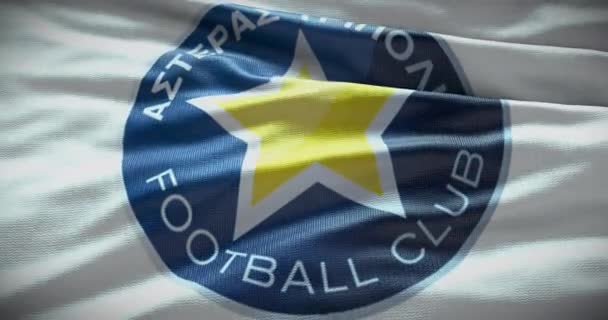 Barcelona Spanien September 2022 Fußballverein Asteras Tripolis Logo Der Fußballmannschaft — Stockvideo