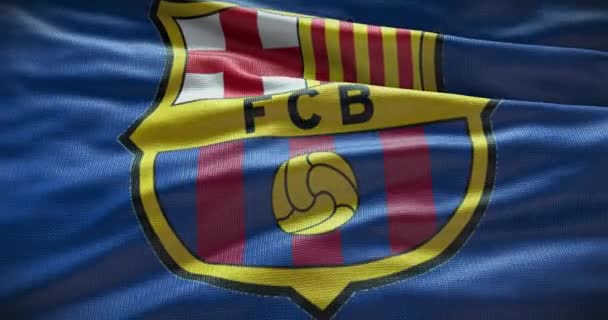 Barcelona Spanien September 2022 Fcb Barcelona Fotbollsklubb Fotbollslag Logotyp Loop — Stockvideo